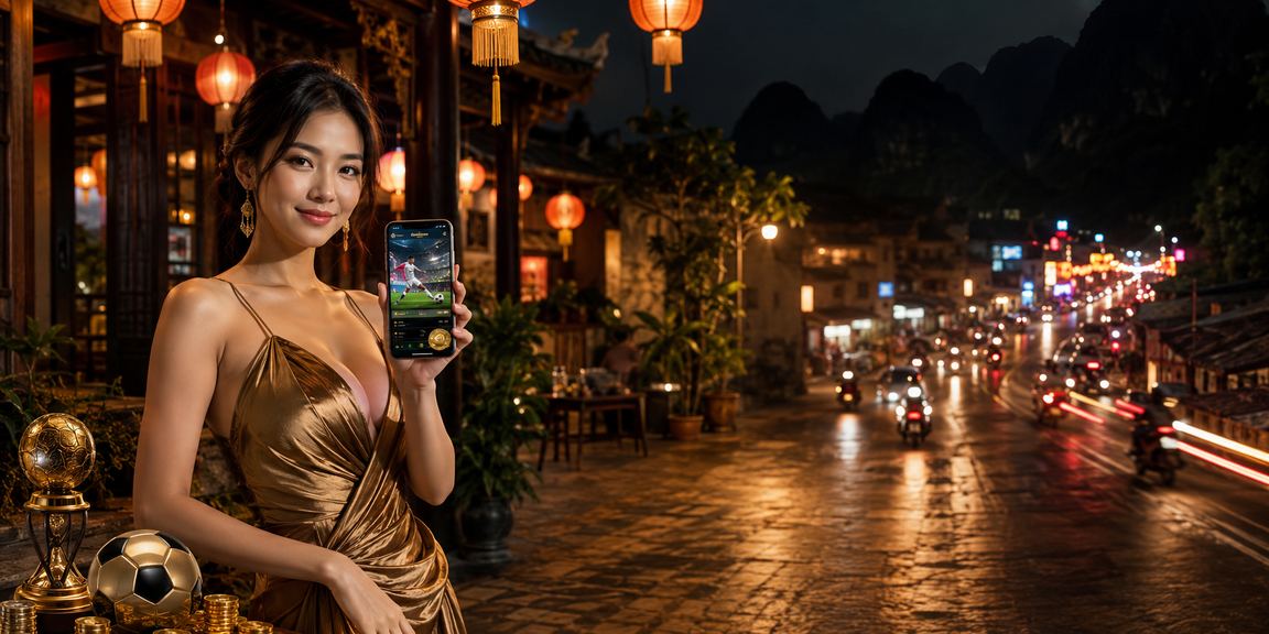 Không khí chợ đêm Ninh Bình với người dùng theo dõi kèo bóng đá và thực hiện thanh toán trực tuyến